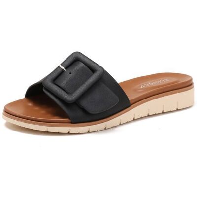 INSFITY Sandales Femme Été Compensées Confortables Avec Boucle Réglable Casual Chaussures de Plage Vacances - Noir Noir - Publicité INSFITY Sandales Femme Été Compensées Confortables Avec Boucle Réglable Casual Chaussures de Plage Vacances - Noir Noir - Publicité