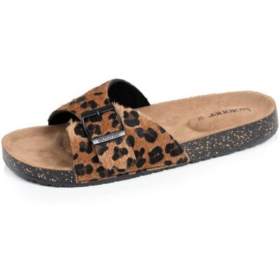 Isotoner Mules claquettes à simple bride Léopard semelle intérieur patch talon ultra confortables léopard femme - Publicité Isotoner Mules claquettes à simple bride Léopard semelle intérieur patch talon ultra confortables léopard femme - Publicité