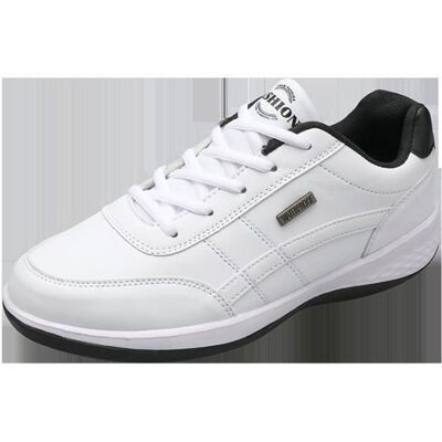 Baskets Homme INSFITY - Sneakers Extérieur Casual en Similicuir - Blanc - Talon Plat Blanc - Publicité Baskets Homme INSFITY - Sneakers Extérieur Casual en Similicuir - Blanc - Talon Plat Blanc - Publicité