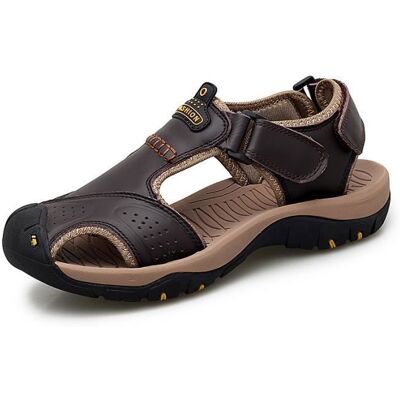 Sandales Homme - INSFITY - Cuir de Randonnée - Respirantes - Confortables - Bout Fermé Marron - Publicité Sandales Homme - INSFITY - Cuir de Randonnée - Respirantes - Confortables - Bout Fermé Marron - Publicité