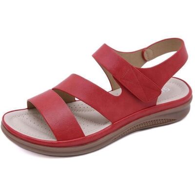 Sandales Femme - INSFITY - Léger Chaussures Plat à Bout Ouvert Respirante Antidérapante - Rouge Rouge - Publicité Sandales Femme - INSFITY - Léger Chaussures Plat à Bout Ouvert Respirante Antidérapante - Rouge Rouge - Publicité