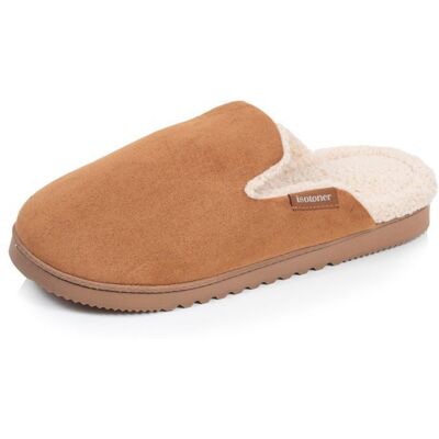 Isotoner Chaussons ultra confortables en suédine semelle crantée camel homme Marron - Publicité Isotoner Chaussons ultra confortables en suédine semelle crantée camel homme Marron - Publicité