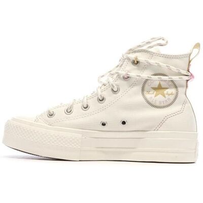 Baskets Ecru Femme Converse s All Star Lift Platform Jacquard Blanc - Publicité Baskets Ecru Femme Converse s All Star Lift Platform Jacquard Blanc - Publicité
