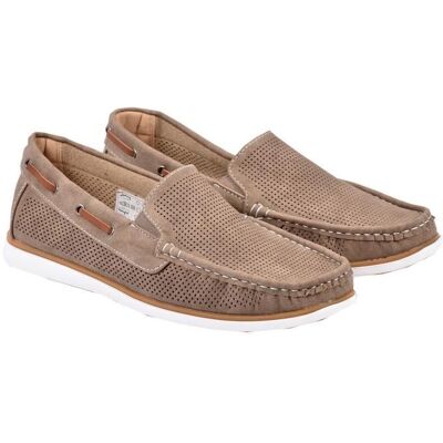 OZABI Mocassins Homme en Cuir Premium Taupe - Semelle Cuir Type Bateau Blanc - Publicité OZABI Mocassins Homme en Cuir Premium Taupe - Semelle Cuir Type Bateau Blanc - Publicité