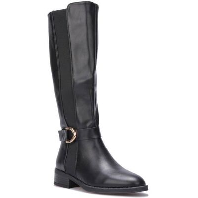 LA MODEUSE Bottes cavalières en simili dotées dun empiècement élastique.Modèle avec bride et boucle à la cheville.Fermeture par un zip côté Noir - Publicité LA MODEUSE Bottes cavalières en simili dotées dun empiècement élastique.Modèle avec bride et boucle à la cheville.Fermeture par un zip côté Noir - Publicité