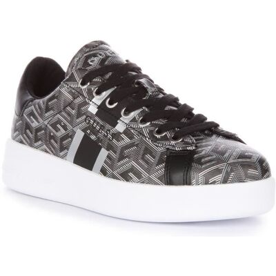 Guess Reyhana Baskets à lacets G Cube Logo imprimé en simili-cuir pour femmes en noir gris (Noir Gris 37) Blanc - Publicité Guess Reyhana Baskets à lacets G Cube Logo imprimé en simili-cuir pour femmes en noir gris (Noir Gris 37) Blanc - Publicité