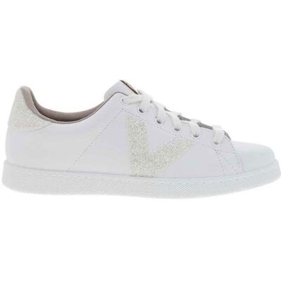 VICTORIA Tennis cuir talon plat Blanc - Publicité VICTORIA Tennis cuir talon plat Blanc - Publicité