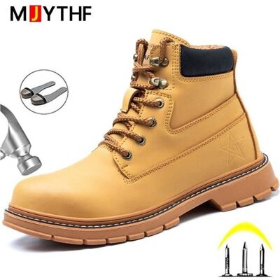SEVENTUM Yellow Bottes De Sécurité En Cuir Indestructible Pour Homme Chaussures De Travail De Randonnée Dextérieur Anti-perforation Beige - Publicité SEVENTUM Yellow Bottes De Sécurité En Cuir Indestructible Pour Homme Chaussures De Travail De Randonnée Dextérieur Anti-perforation Beige - Publicité