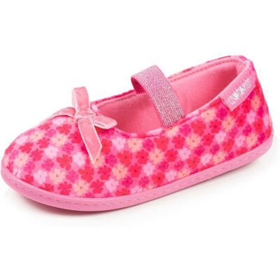 Isotoner Chaussons velours maintien souple facile à enfiler semelle flexible fleurs rose fille Rose - Publicité Isotoner Chaussons velours maintien souple facile à enfiler semelle flexible fleurs rose fille Rose - Publicité
