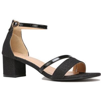LA MODEUSE Sandales à brides pailletées et vernies grandes taillesModèle à bout ouvert et talon carré. pour femme - Sandales nu-pieds - La Noir - Publicité LA MODEUSE Sandales à brides pailletées et vernies grandes taillesModèle à bout ouvert et talon carré. pour femme - Sandales nu-pieds - La Noir - Publicité