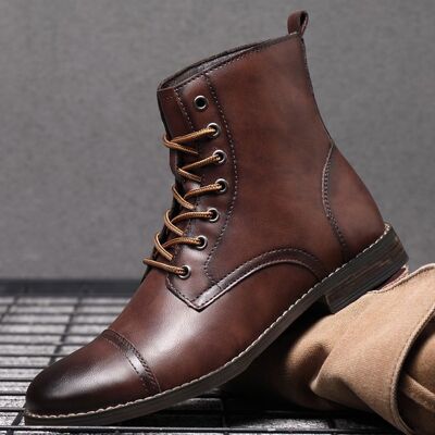 INSFITY Boots Homme Vintage Bout pointu Fashion Tige haute CasualMarron fonce - Publicité INSFITY Boots Homme Vintage Bout pointu Fashion Tige haute CasualMarron fonce - Publicité
