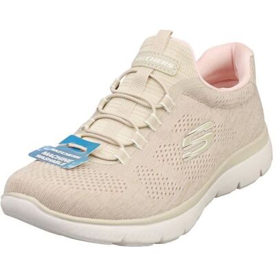 Baskets - Skechers - SUMMITS VEGAN - Femme - Taupe - Textile - Lacets Rose - Publicité Baskets - Skechers - SUMMITS VEGAN - Femme - Taupe - Textile - Lacets Rose - Publicité