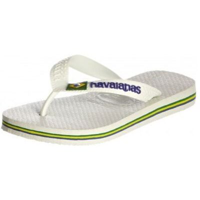 Tongs - Havaianas - Brasil Logo - Enfant - Blanc - Tranche colorée Blanc - Publicité Tongs - Havaianas - Brasil Logo - Enfant - Blanc - Tranche colorée Blanc - Publicité