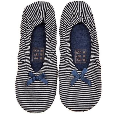 OZABI Chaussons ballerines INFINITIF - Femme - Bleu - Textile - Ballerine Rayures Marines Bleu - Publicité OZABI Chaussons ballerines INFINITIF - Femme - Bleu - Textile - Ballerine Rayures Marines Bleu - Publicité