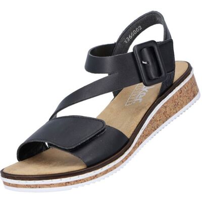 Rieker Sandales classiques pour Femme V3660-02 Noir Noir - Publicité Rieker Sandales classiques pour Femme V3660-02 Noir Noir - Publicité