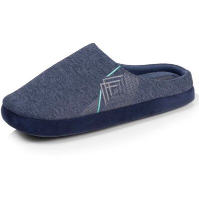 Isotoner Chaussons jersey semelle gomme antidérapante marine chiné homme Bleu - Publicité Isotoner Chaussons jersey semelle gomme antidérapante marine chiné homme Bleu - Publicité