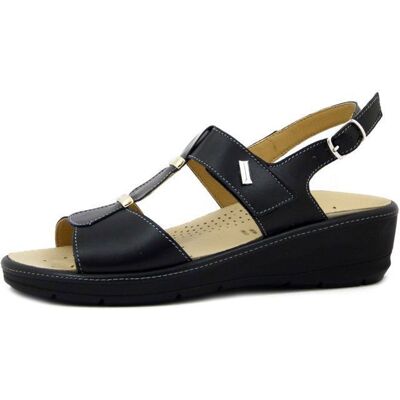 Sandale nu pied pour Femme - Orthopédique - CINZIA SOFT - Cuir Noir - Talon compensé Noir - Publicité Sandale nu pied pour Femme - Orthopédique - CINZIA SOFT - Cuir Noir - Talon compensé Noir - Publicité