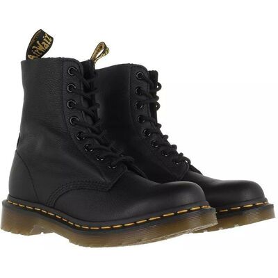 Dr Martens Bottes - Dr. Martens - 1460 Pascal - Cuir Virginia - Noir - Surpiqûres jaunes Noir - Publicité Dr Martens Bottes - Dr. Martens - 1460 Pascal - Cuir Virginia - Noir - Surpiqûres jaunes Noir - Publicité