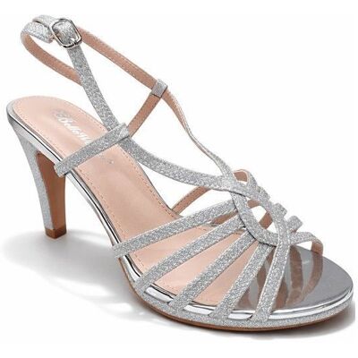 PRIMTEX Sandales Femme Talon Haut Argent Pailleté – Chaussures de Cérémonie et Mariage – Sandales à Brides et Bout Ouvert Gris - Publicité PRIMTEX Sandales Femme Talon Haut Argent Pailleté – Chaussures de Cérémonie et Mariage – Sandales à Brides et Bout Ouvert Gris - Publicité