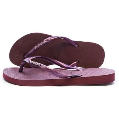 Tongs Violet Femme Havaianas Slim Logo Infradito Violet - Publicité Tongs Violet Femme Havaianas Slim Logo Infradito Violet - Publicité