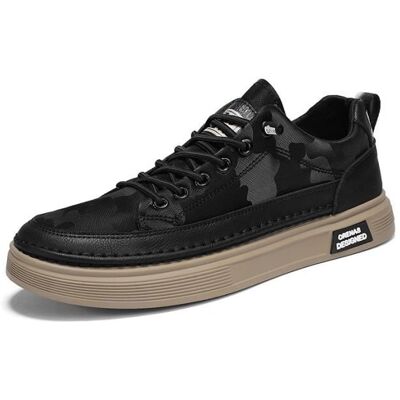 Baskets Homme - INSFITY - Similicuir - Plat - Casual - Noir Noir - Publicité Baskets Homme - INSFITY - Similicuir - Plat - Casual - Noir Noir - Publicité