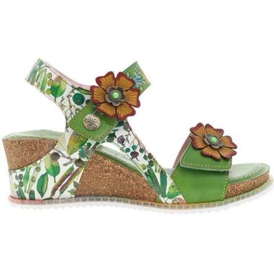 laura vita Nu-pieds cuir talon compensé Vert - Publicité laura vita Nu-pieds cuir talon compensé Vert - Publicité