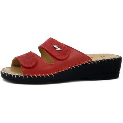 Mule Femme Compensé - STILEDIVITA - Cuir souple- Rouge - Scratch double réglage Rouge - Publicité Mule Femme Compensé - STILEDIVITA - Cuir souple- Rouge - Scratch double réglage Rouge - Publicité