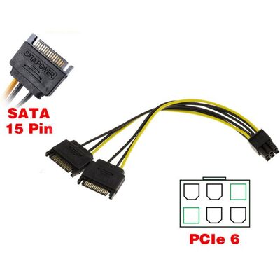KALEA-INFORMATIQUE Cordon Adaptateur PCIe 6 Points Mâle pour Carte Graphique vers 2 SATA 15 points Noir - Publicité KALEA-INFORMATIQUE Cordon Adaptateur PCIe 6 Points Mâle pour Carte Graphique vers 2 SATA 15 points Noir - Publicité