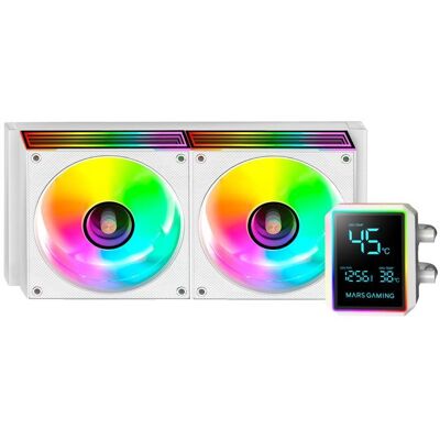 Refroidissement Liquide - MARS GAMING - ML-LCDPRO240 - 500W TDP - Écran LCD - 2 Ventilateurs ARGB Blanc - Publicité Refroidissement Liquide - MARS GAMING - ML-LCDPRO240 - 500W TDP - Écran LCD - 2 Ventilateurs ARGB Blanc - Publicité