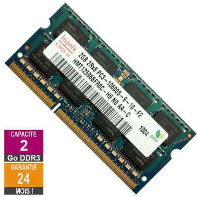 Barrette Mémoire 2Go RAM DDR3 Hynix HMT125S6BFR8C-H9 SO-DIMM PC3-10600 1333MHz 2Rx8 - Publicité Barrette Mémoire 2Go RAM DDR3 Hynix HMT125S6BFR8C-H9 SO-DIMM PC3-10600 1333MHz 2Rx8 - Publicité