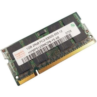 Barrette Mémoire 512Mo RAM DDR2 Hynix HYMP564S64CP6-Y5 SO-DIMM PC2-5300S - Publicité Barrette Mémoire 512Mo RAM DDR2 Hynix HYMP564S64CP6-Y5 SO-DIMM PC2-5300S - Publicité