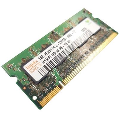 Barrette Mémoire 1Go RAM DDR2 Hynix HYMP112S64CP6-Y5 SO-DIMM PC2-5300S - Publicité Barrette Mémoire 1Go RAM DDR2 Hynix HYMP112S64CP6-Y5 SO-DIMM PC2-5300S - Publicité