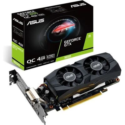 ASUS GeForce GTX 1650 O4G 4096 MB GDDR5 Low Profile 0000000 Noir - Publicité ASUS GeForce GTX 1650 O4G 4096 MB GDDR5 Low Profile 0000000 Noir - Publicité