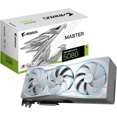 Carte graphique - GIGABYTE - AORUS GeForce RTX 5080 MASTER ICE - 16 Go Blanc - Publicité Carte graphique - GIGABYTE - AORUS GeForce RTX 5080 MASTER ICE - 16 Go Blanc - Publicité