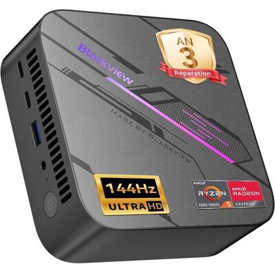 Blackview MP100 Mini PC Ryzen 5 7430U 16Go 512Go SSD Win 11 Pro – Ultra Puissant 4K 144Hz Triple Écran WiFi 6 - Publicité Blackview MP100 Mini PC Ryzen 5 7430U 16Go 512Go SSD Win 11 Pro – Ultra Puissant 4K 144Hz Triple Écran WiFi 6 - Publicité