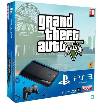 SONY COMPUTER ENTERTAINMENT Pack Console PS3 500 Go Slim + Jeu GTA V - Publicité SONY COMPUTER ENTERTAINMENT Pack Console PS3 500 Go Slim + Jeu GTA V - Publicité