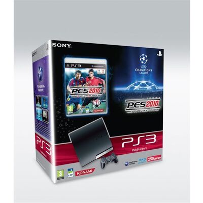 Pack console Sony PS3 Slim 250 Go + PES 2010 Noir - Publicité Pack console Sony PS3 Slim 250 Go + PES 2010 Noir - Publicité