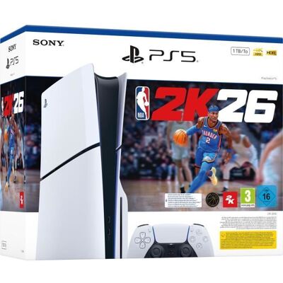 SONY COMPUTER ENTERTAINMENT Pack PS5 Standard (avec lecteur CD) : Console PlayStation 5 (Modèle Slim) + NBA 2K26 (code dans la boite) Blanc - Publicité SONY COMPUTER ENTERTAINMENT Pack PS5 Standard (avec lecteur CD) : Console PlayStation 5 (Modèle Slim) + NBA 2K26 (code dans la boite) Blanc - Publicité