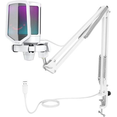 FIFINE USB Microphone Gaming kit RGB Condensateur Microphone pour Ordinateur PC PS5 avec Bouton de Silence Fixation Antichoc - Publicité FIFINE USB Microphone Gaming kit RGB Condensateur Microphone pour Ordinateur PC PS5 avec Bouton de Silence Fixation Antichoc - Publicité