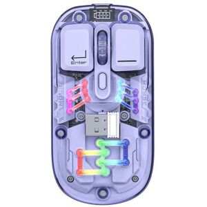 AIORBER Souris Sans Fil Mécanique BT+2.4G Double Mode Capot Transparent Magnétique Rétroéclairage RGB Rechargeable DPI Réglable Violet Violet - Publicité AIORBER Souris Sans Fil Mécanique BT+2.4G Double Mode Capot Transparent Magnétique Rétroéclairage RGB Rechargeable DPI Réglable Violet Violet - Publicité