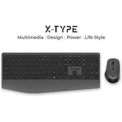 Pack clavier souris - AD ADVANCE - X TYPE - Ergonomique - Design ambidextre - Silencieux Noir - Publicité Pack clavier souris - AD ADVANCE - X TYPE - Ergonomique - Design ambidextre - Silencieux Noir - Publicité