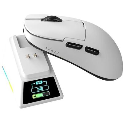 AJAZZ AJ159 APEX Souris Gaming Capteur 8K PAW3390 Station de Recharge magnétique RGB avec écran - Blanc Blanc - Publicité AJAZZ AJ159 APEX Souris Gaming Capteur 8K PAW3390 Station de Recharge magnétique RGB avec écran - Blanc Blanc - Publicité