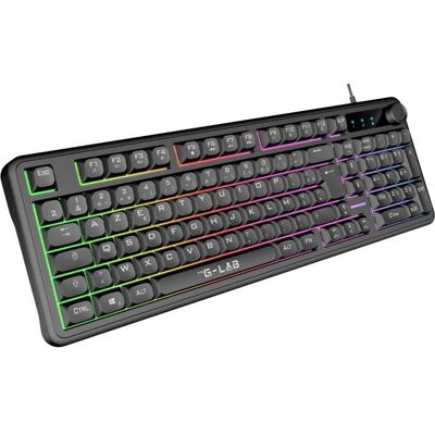 Clavier gamer membrane - Touches silencieuses - THE G-LAB - KEYZ CAESIUM EX - 100% - Filaire - Rainbow - Noir Noir - Publicité Clavier gamer membrane - Touches silencieuses - THE G-LAB - KEYZ CAESIUM EX - 100% - Filaire - Rainbow - Noir Noir - Publicité