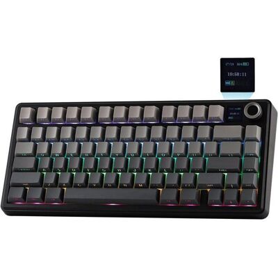 AULA F75 MAX Clavier mécanique sans fil avec écran TFT et molette disposition 75 % QWERTY Hot-Swap RGB Noir dégradé - Publicité AULA F75 MAX Clavier mécanique sans fil avec écran TFT et molette disposition 75 % QWERTY Hot-Swap RGB Noir dégradé - Publicité