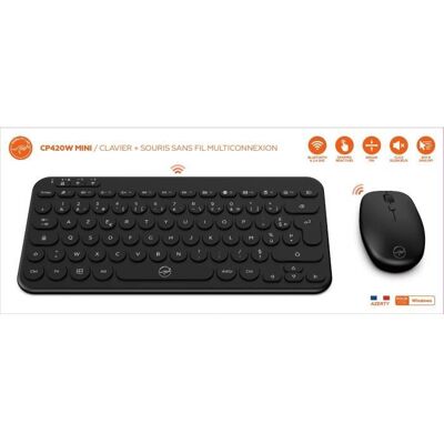 Ensemble clavier + souris - MOBILITY LAB - CP420W - Mini - USB 24 GHz + Bluetooth - AZERTY Compact Noir - Publicité Ensemble clavier + souris - MOBILITY LAB - CP420W - Mini - USB 24 GHz + Bluetooth - AZERTY Compact Noir - Publicité
