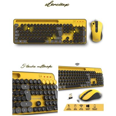 Pack Clavier et Souris sans fil - PEPS - Wireless Desktop ADVANCE - Jaune et Noir - 105 touches - 5 multimédias Jaune - Publicité Pack Clavier et Souris sans fil - PEPS - Wireless Desktop ADVANCE - Jaune et Noir - 105 touches - 5 multimédias Jaune - Publicité