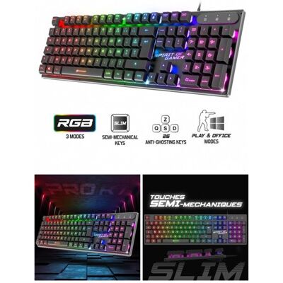 Clavier PC Gamer - Spirit Of Gamer - PRO-K1 - Anti-Ghosting 26 Touches - Rétroéclairage RGB - Filaire Noir - Publicité Clavier PC Gamer - Spirit Of Gamer - PRO-K1 - Anti-Ghosting 26 Touches - Rétroéclairage RGB - Filaire Noir - Publicité