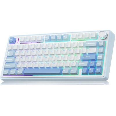 Clavier Gaming Mécanique Aula F75 75% 3 Modes QWERTY Graywood Switch Gasket Switch Interchangeable Bouton RGB Bleu sel marin Bleu - Publicité Clavier Gaming Mécanique Aula F75 75% 3 Modes QWERTY Graywood Switch Gasket Switch Interchangeable Bouton RGB Bleu sel marin Bleu - Publicité