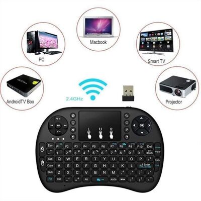 Mini Clavier QWERTY sans fil Ergonomique sans Fil avec Touchpad - Rii - i8 - Noir - Smart TV - mini PC - HTPC Noir - Publicité Mini Clavier QWERTY sans fil Ergonomique sans Fil avec Touchpad - Rii - i8 - Noir - Smart TV - mini PC - HTPC Noir - Publicité