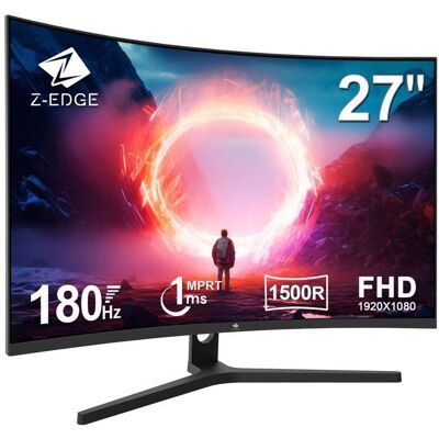 Ecran PC Gamer Incurvé - Z-Edge - 27 - FHD(1920x1080) - 180 Hz - Dalle VA - 1ms - FreeSync - 1500R -HUG27F Noir - Publicité Ecran PC Gamer Incurvé - Z-Edge - 27 - FHD(1920x1080) - 180 Hz - Dalle VA - 1ms - FreeSync - 1500R -HUG27F Noir - Publicité